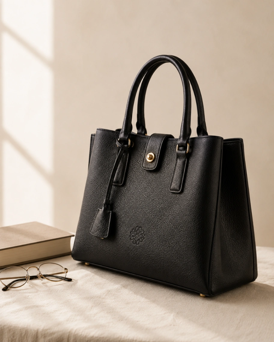 Maison Noir Tote side profile showing structured silhouette